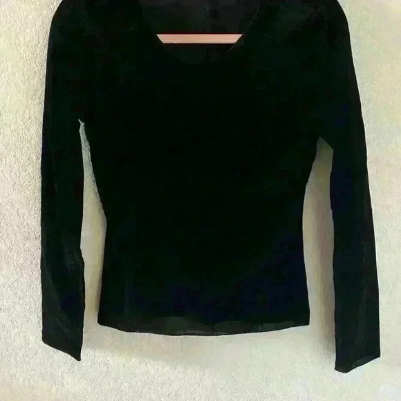 Free People IntimatelyFree Countdown Black Velvet Flocked Long-Sleeve Top Size M - Picture 2 of 8
